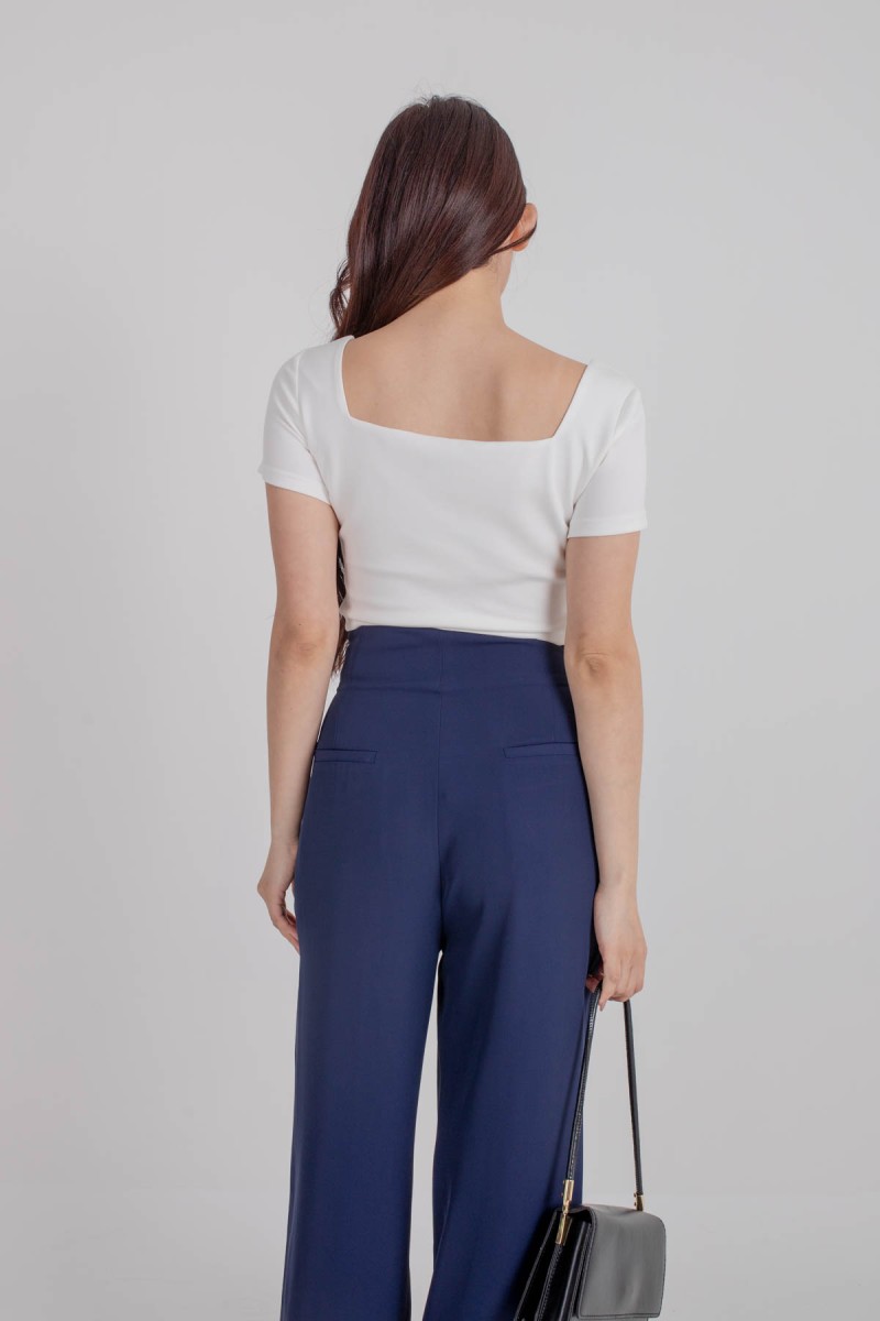 RESTOCK3: Dynamics Square-Neck Crop Top in White