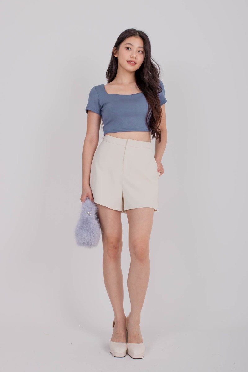 RESTOCK3: Dynamics Square-Neck Crop Top in Blue