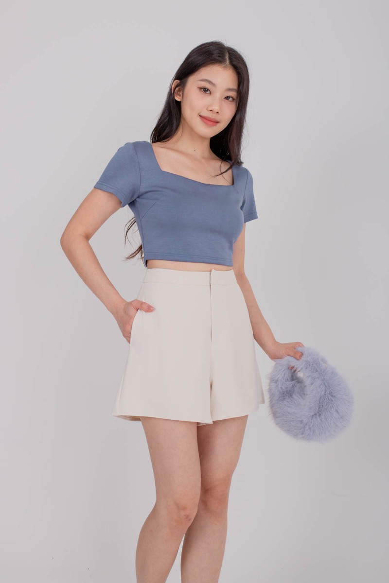 RESTOCK3: Dynamics Square-Neck Crop Top in Blue