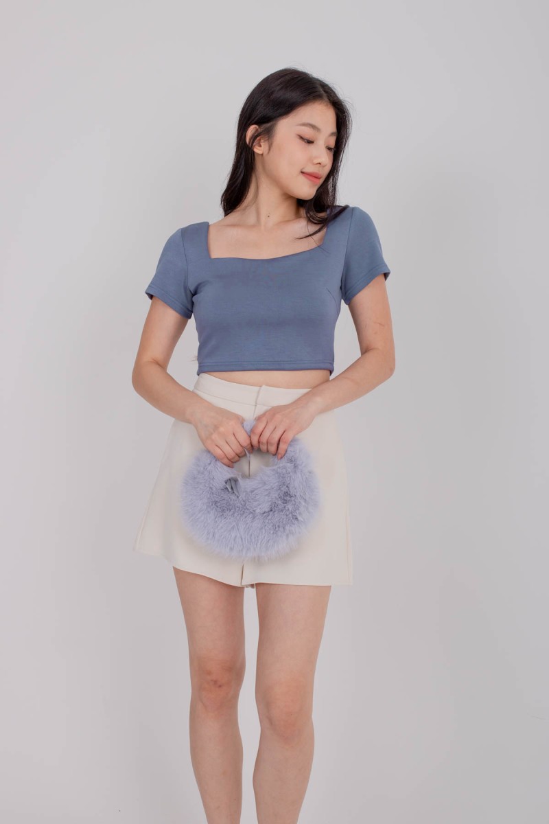 RESTOCK3: Dynamics Square-Neck Crop Top in Blue