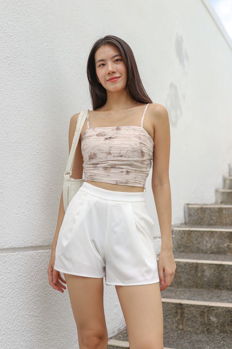 Transition Pleated Flare Shorts in White