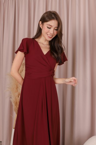 RESTOCK7: Ayless Sleeved Knot Maxi in Wine