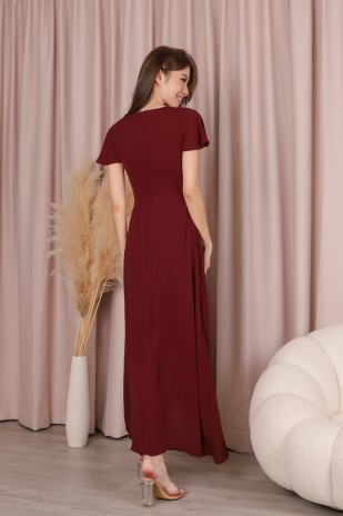 RESTOCK8: Ayless Sleeved Knot Maxi in Wine