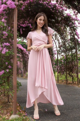 RESTOCK6: Ayless Sleeved Knot Maxi in Pink