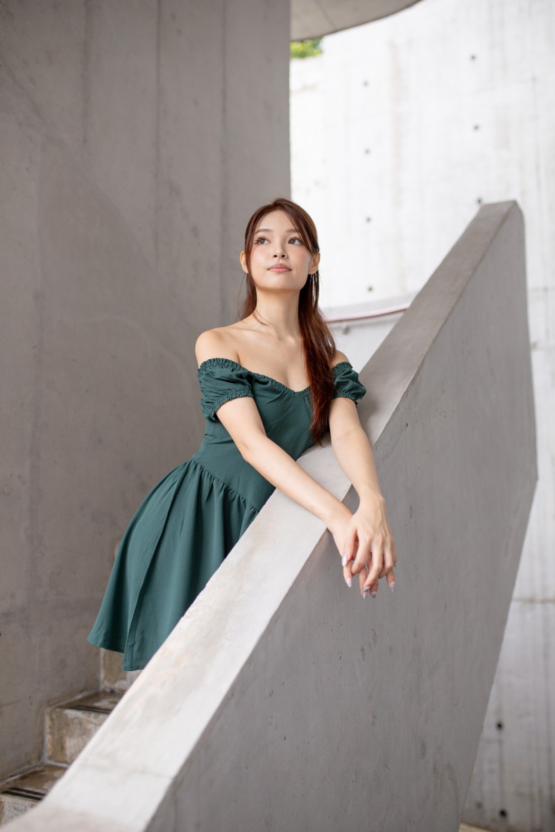 Ayla Babydoll Corset Dress in Emerald