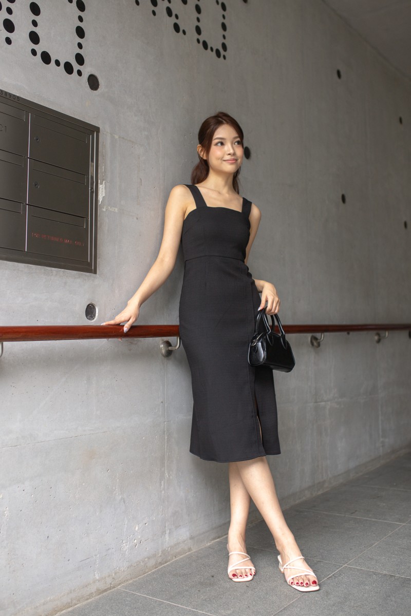 Kalia Square Neck Sheath Dress in Black