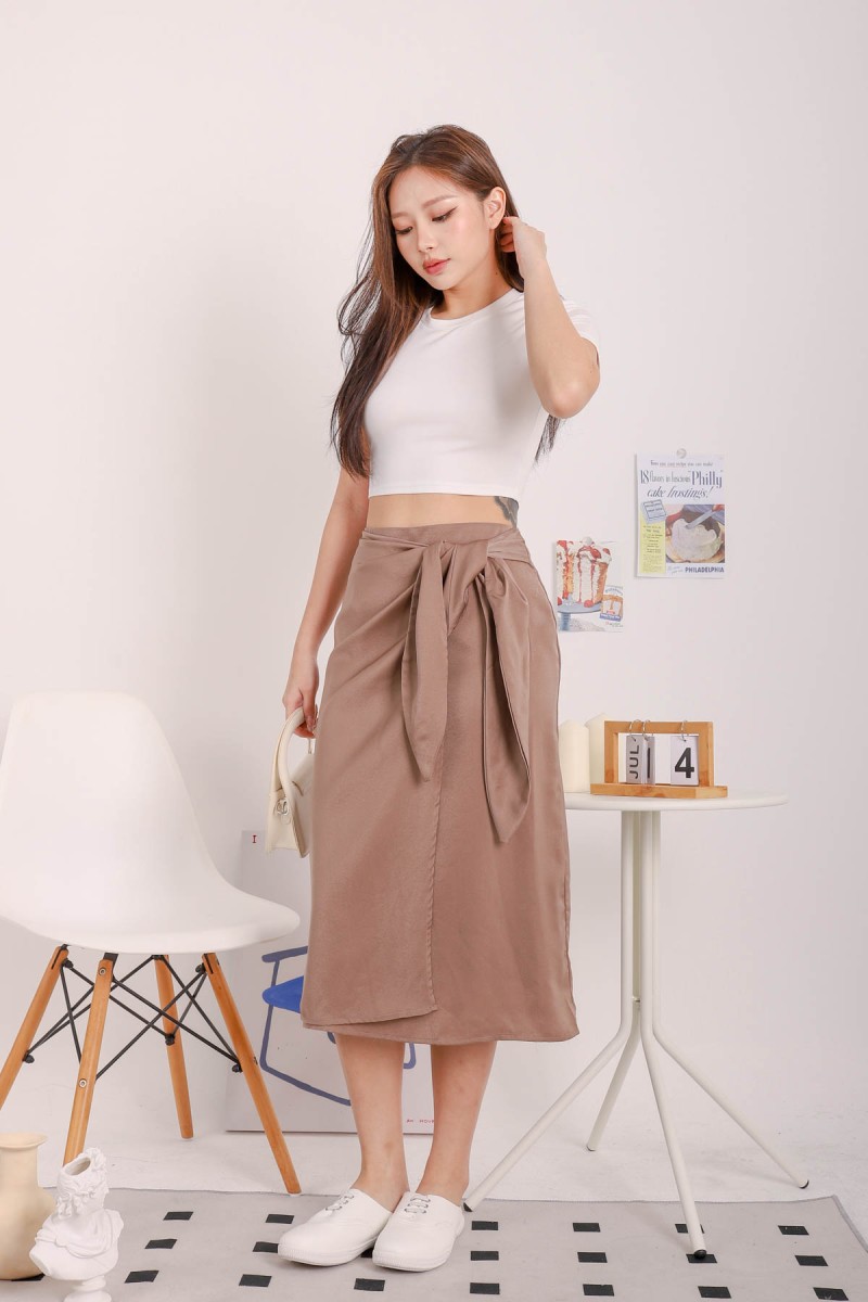 RESTOCK: Osiris Wrap Skirt in Taupe