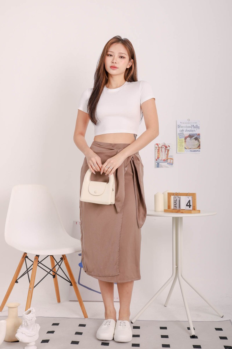 RESTOCK: Osiris Wrap Skirt in Taupe