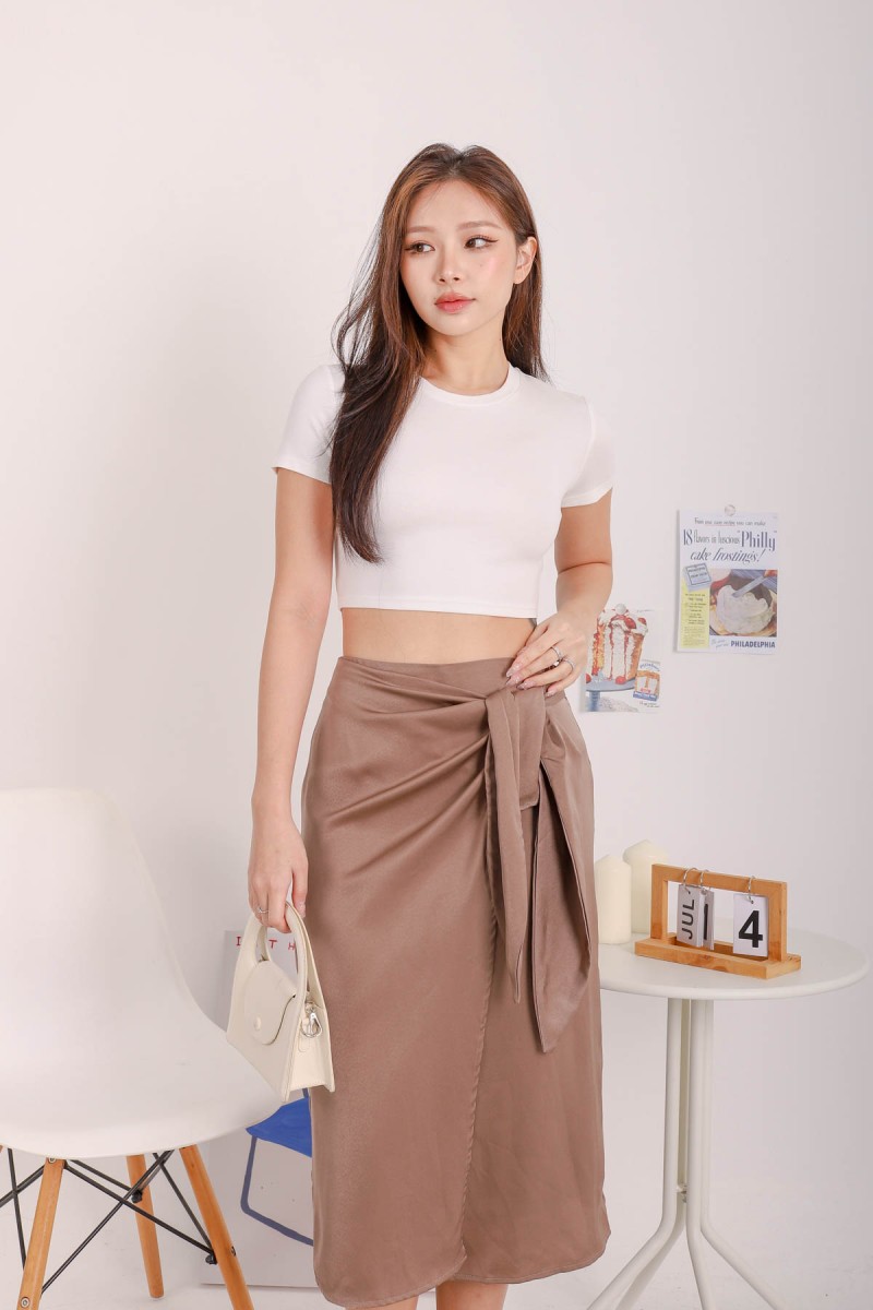 RESTOCK: Osiris Wrap Skirt in Taupe