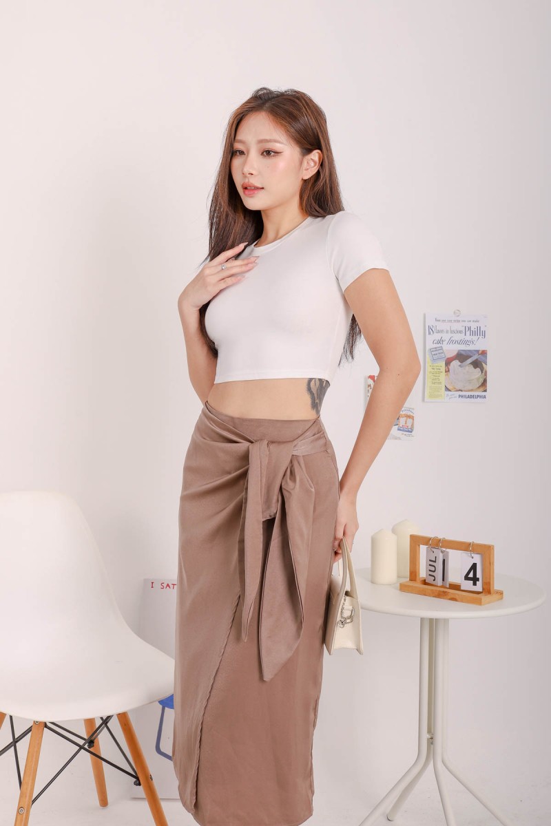 RESTOCK: Osiris Wrap Skirt in Taupe