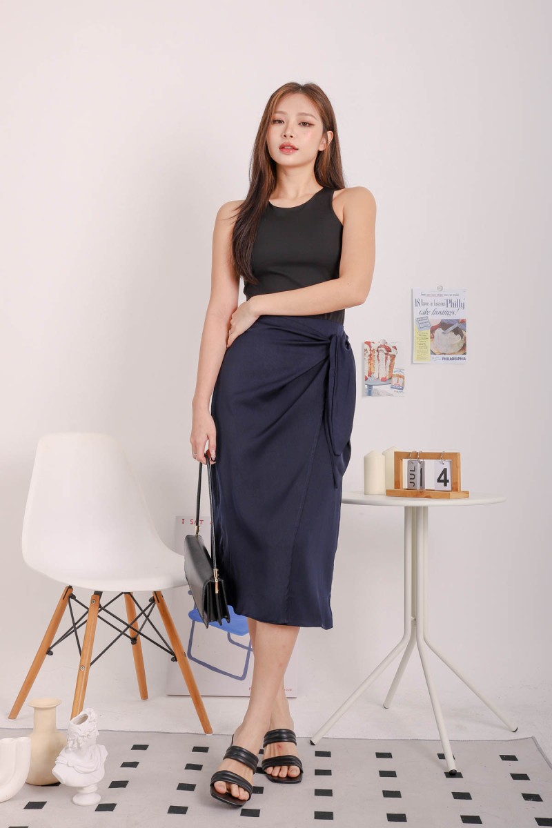 RESTOCK: Osiris Wrap Skirt in Navy