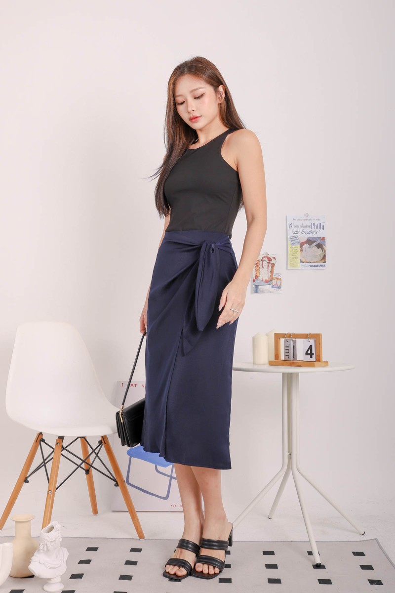 RESTOCK: Osiris Wrap Skirt in Navy