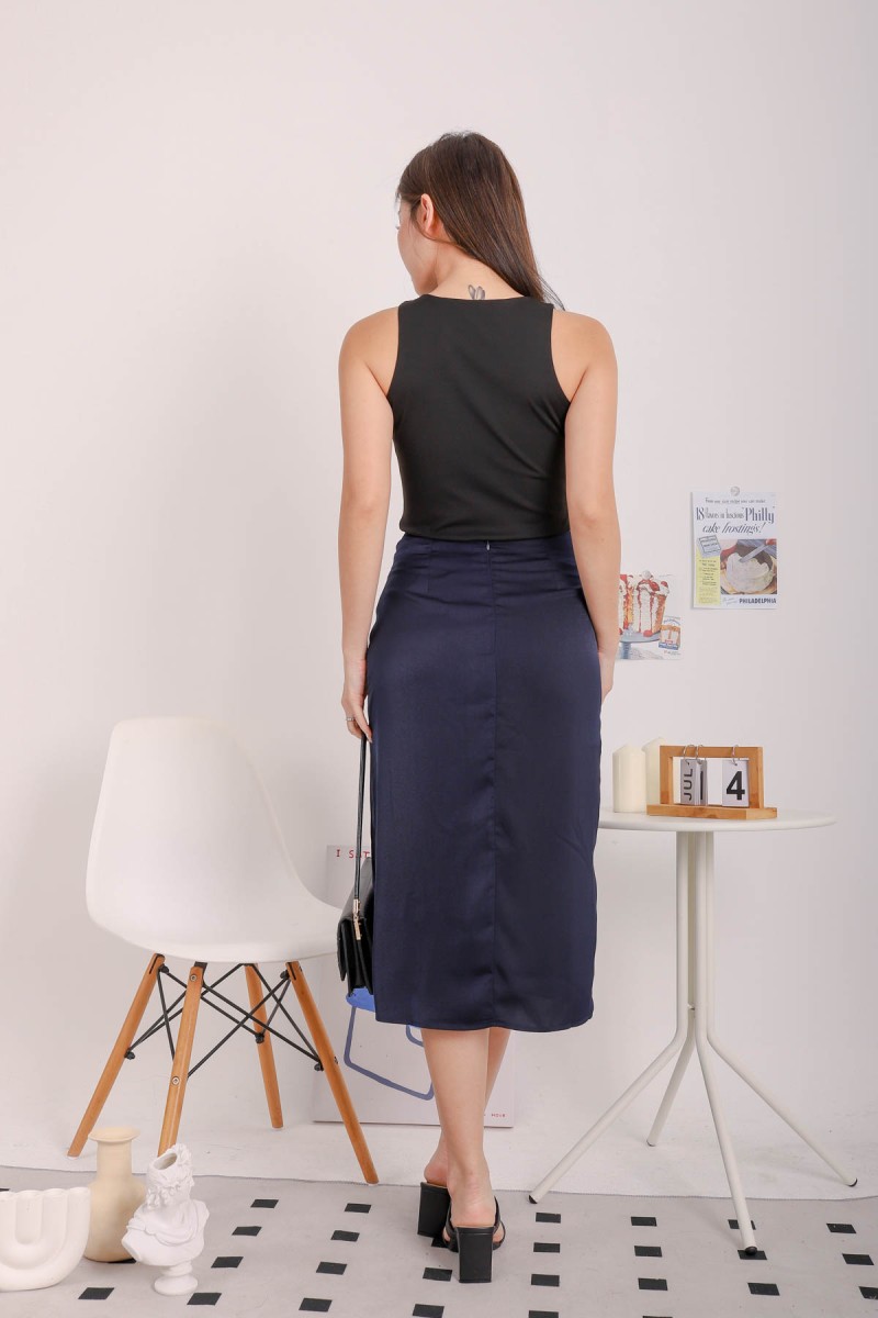 RESTOCK: Osiris Wrap Skirt in Navy