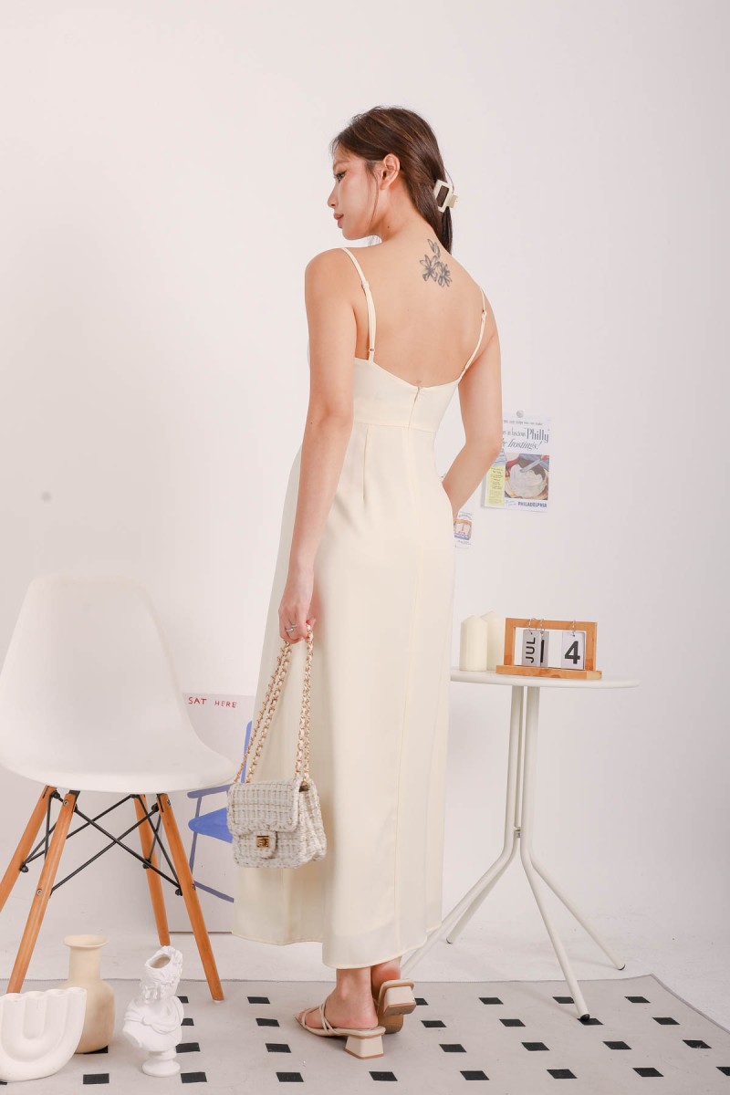 Laina Padded Bustier Maxi Dress in Cream