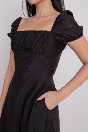 Ondie Corset Puff Dress in Black (MY)