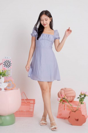 Ondie Corset Puff Dress in Blue (MY)