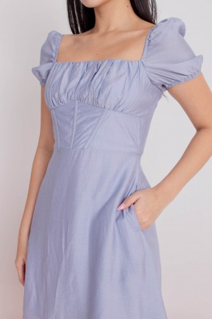 Ondie Corset Puff Dress in Blue (MY)