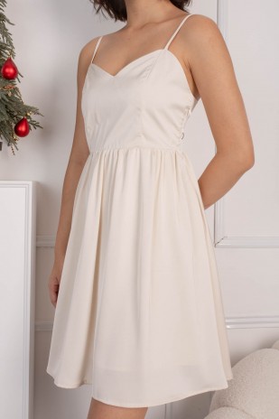 Peppy Sweetheart Flare Dress in Cream (MY)