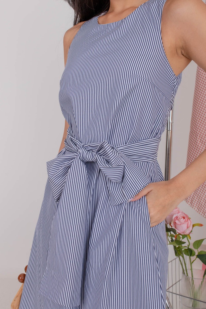 Stellan Striped Flare Dress in Navy (MY)