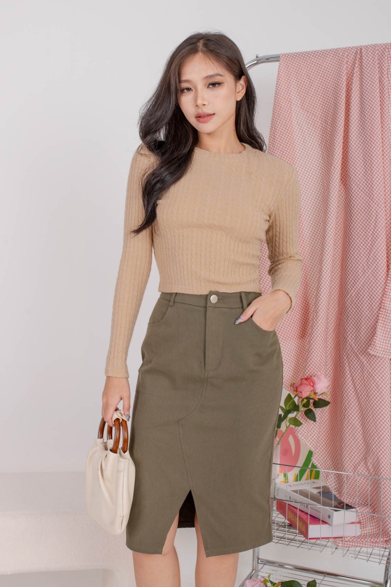 Kumi Cable Knit Top in Tan (MY)