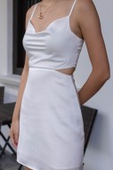 Cecie Cut-Out Cowl Dress in White (MY)