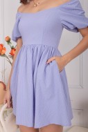 Winnie Textured Puff Dress in Periwinkle (MY)