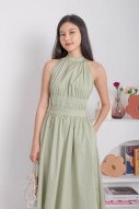 Lamont Halter Flare Dress in Tea Green (MY)