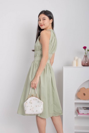 Lamont Halter Flare Dress in Tea Green (MY)