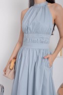 Lamont Halter Flare Dress in Blue (MY)