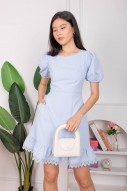 Lucie Ruffle Puff Dress in Blue (MY)