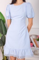 Lucie Ruffle Puff Dress in Blue (MY)