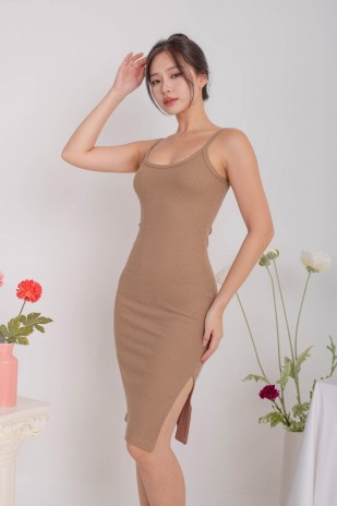 Regine Ribbed Dress in Tan (MY)