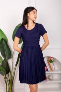 Sherya Pleated Wrap Dress in Navy (MY)