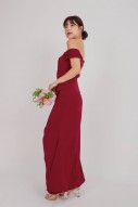 RESTOCK2: Viore Off-Shoulder Overlap Dress in Wine