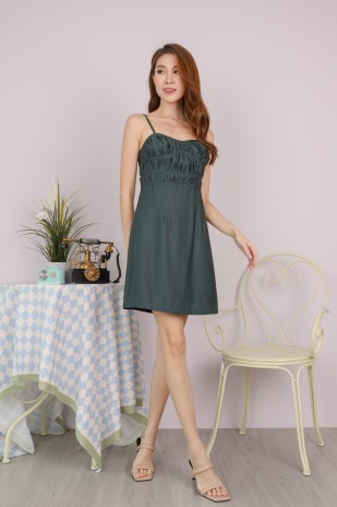 Kylo Ruched Cami Dress in Forest (MY)