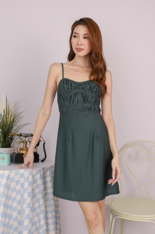 Kylo Ruched Cami Dress in Forest (MY)