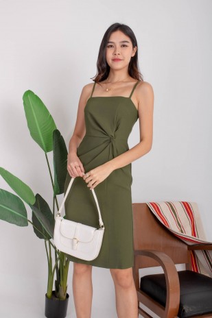 Joash Knot Midi Dress in Olive (MY)