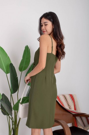 Joash Knot Midi Dress in Olive (MY)