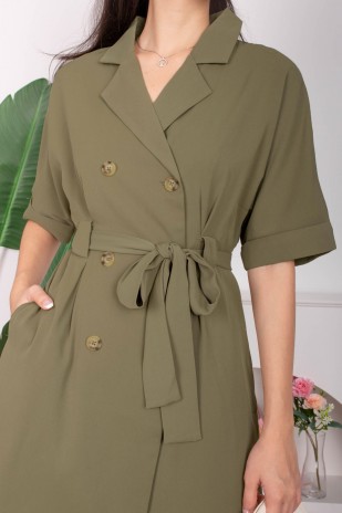 Haisley Button Trench Dress in Olive (MY)