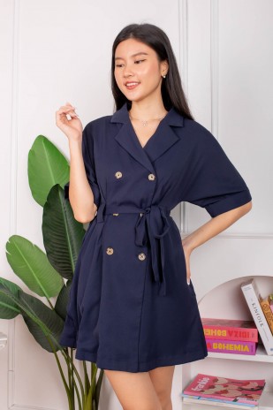 Haisley Button Trench Dress in Navy (MY)