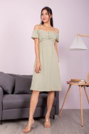 Azura Cold-Shoulder Twist Dress in Sage (MY)