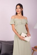 Azura Cold-Shoulder Twist Dress in Sage (MY)