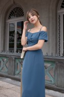 Azura Cold-Shoulder Twist Dress in Steel Blue (MY)