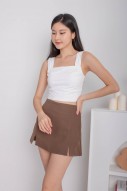 Vesper Ruched Basic Crop Top in White (MY)