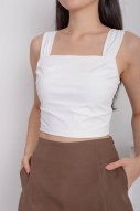 Vesper Ruched Basic Crop Top in White (MY)