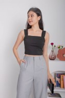 Vesper Ruched Basic Crop Top in Black (MY)