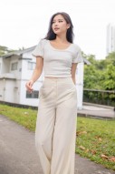 Bayenne Textured Scoop Puff Top in White (MY)