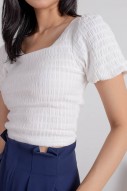 Bayenne Textured Scoop Puff Top in White (MY)