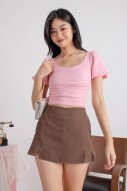 Bayenne Textured Scoop Puff Top in Pink (MY)