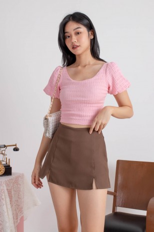 Bayenne Textured Scoop Puff Top in Pink (MY)